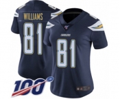 Women's Los Angeles Chargers #81 Mike Williams Navy Blue Team Color Vapor Untouchable Limited Player 100th Season Football Jersey