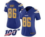 Women's Los Angeles Chargers #86 Hunter Henry Limited Electric Blue Rush Vapor Untouchable 100th Season Football Jersey
