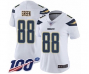 Women's Los Angeles Chargers #88 Virgil Green White Vapor Untouchable Limited Player 100th Season Football Jersey