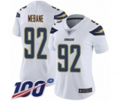 Women's Los Angeles Chargers #92 Brandon Mebane White Vapor Untouchable Limited Player 100th Season Football Jersey