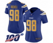Women's Los Angeles Chargers #98 Isaac Rochell Limited Electric Blue Rush Vapor Untouchable 100th Season Football Jersey