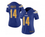 Women's Nike San Diego Chargers #14 Dan Fouts Limited Electric Blue Rush NFL Jersey