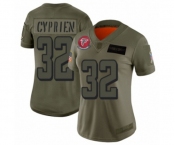 Women's Atlanta Falcons #32 Johnathan Cyprien Limited Olive 2019 Salute to Service Football Jersey