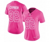 Women's Atlanta Falcons #32 Johnathan Cyprien Limited Pink Rush Fashion Football Jersey