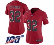 Women's Atlanta Falcons #32 Johnathan Cyprien Limited Red Rush Vapor Untouchable 100th Season Football Jersey