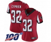 Women's Atlanta Falcons #32 Johnathan Cyprien Red Team Color Vapor Untouchable Limited Player 100th Season Football Jersey