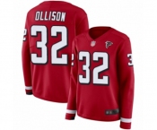 Women's Atlanta Falcons #32 Qadree Ollison Limited Red Therma Long Sleeve Football Jersey
