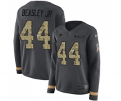 Women's Atlanta Falcons #44 Vic Beasley Limited Black Salute to Service Therma Long Sleeve Football Jersey