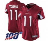 Women's Arizona Cardinals #11 Larry Fitzgerald Red Team Color Vapor Untouchable Limited Player 100th Season Football Jersey