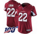 Women's Arizona Cardinals #22 T. J. Logan Red Team Color Vapor Untouchable Limited Player 100th Season Football Jersey