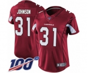 Women's Arizona Cardinals #31 David Johnson Red Team Color Vapor Untouchable Limited Player 100th Season Football Jersey