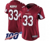 Women's Arizona Cardinals #33 Byron Murphy Red Team Color Vapor Untouchable Limited Player 100th Season Football Jersey