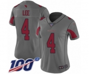 Women's Arizona Cardinals #4 Andy Lee Limited Silver Inverted Legend 100th Season Football Jersey