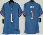 Women's Tennessee Titans #1 Cameron Ward Limited Blue Throwback Vapor Jersey