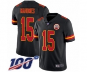Men's Kansas City Chiefs #15 Patrick Mahomes II Limited Black Rush Vapor Untouchable 100th Season Football Jersey
