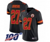 Men's Kansas City Chiefs #27 Larry Johnson Limited Black Rush Vapor Untouchable 100th Season Football Jersey