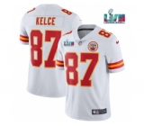 Men's Kansas City Chiefs #87 Travis Kelce White Super Bowl LVII Patch Vapor Untouchable Limited Stitched Jersey Men's Kansas City Chiefs #87 Travis Kelce White Super Bowl LVII Patch Vapor Untouchable Limited Stitched Jersey
