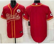 Men's Kansas City Chiefs Blank Red Cool Base Stitched Baseball Jersey Men's Kansas City Chiefs Blank Red Cool Base Stitched Baseball Jersey