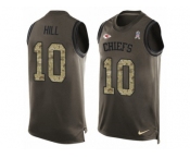 Men's Nike Kansas City Chiefs #10 Tyreek Hill Limited Green Salute to Service Tank Top NFL Jersey