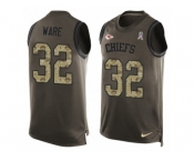 Men's Nike Kansas City Chiefs #32 Spencer Ware Limited Green Salute to Service Tank Top NFL Jersey