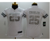 Women Nike Kansas City Chiefs #25 Jamaal Charles Platinum White Jerseys