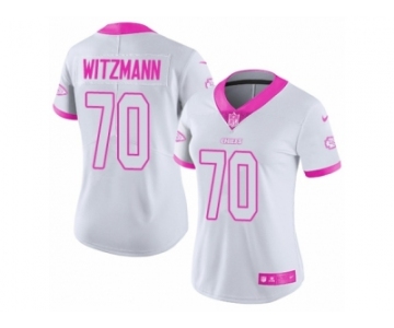 Women Nike Kansas City Chiefs #70 Bryan Witzmann Limited White Pink Rush Fashion NFL Jersey