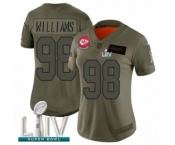 Women's Kansas City Chiefs #98 Xavier Williams Limited Olive 2019 Salute to Service Super Bowl LIV Bound Football Jersey