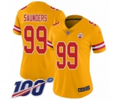 Women's Kansas City Chiefs #99 Khalen Saunders Limited Gold Inverted Legend 100th Season Football Jersey