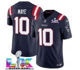 Men's New England Patriots #10 Drake Maye Navy 2025 F.U.S.E. Super Bowl LX Patch Vapor Limited Football Stitched Jersey