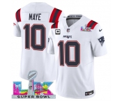 Men's New England Patriots #10 Drake Maye White 2025 F.U.S.E. Super Bowl LX Patch And 1-Star C Patch Vapor Limited Football Stitched Jersey Men's New England Patriots #10 Drake Maye White 2025 F.U.S.E. Super Bowl LX Patch And 1-Star C Patch Vapor Limited Football Stitched Jersey