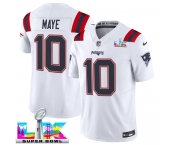 Men's New England Patriots #10 Drake Maye White 2025 F.U.S.E. Super Bowl LX Patch Vapor Limited Football Stitched Jersey Men's New England Patriots #10 Drake Maye White 2025 F.U.S.E. Super Bowl LX Patch Vapor Limited Football Stitched Jersey