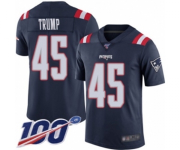 Men's New England Patriots #45 Donald Trump Limited Navy Blue Rush Vapor Untouchable 100th Season Football Jersey