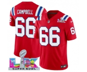 Men's New England Patriots #66 Will Campbell Red 2025 F.U.S.E. Super Bowl LX Patch Vapor Limited Football Stitched Jersey Men's New England Patriots #66 Will Campbell Red 2025 F.U.S.E. Super Bowl LX Patch Vapor Limited Football Stitched Jersey
