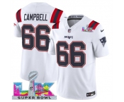 Men's New England Patriots #66 Will Campbell White 2025 F.U.S.E. Super Bowl LX Patch Vapor Limited Football Stitched Jersey Men's New England Patriots #66 Will Campbell White 2025 F.U.S.E. Super Bowl LX Patch Vapor Limited Football Stitched Jersey