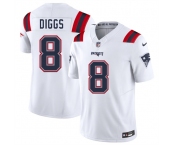 Men's New England Patriots #8 Stefon Diggs White 2025 F.U.S.E. Vapor Limited Football Stitched Jersey