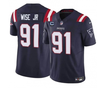 Men's New England Patriots #91 Deatrich Wise Jr Navy F.U.S.E. With 3-Star C Patch Vapor Limited Stitched Football Jersey