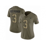 Women Nike New England Patriots #3 Stephen Gostkowski Limited Olive Camo 2017 Salute to Service NFL Jersey
