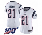 Women's New England Patriots #21 Duron Harmon White Vapor Untouchable Limited Player 100th Season Football Jersey