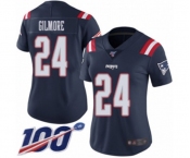 Women's New England Patriots #24 Stephon Gilmore Limited Navy Blue Rush Vapor Untouchable 100th Season Football Jersey