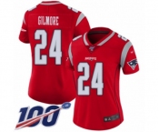 Women's New England Patriots #24 Stephon Gilmore Limited Red Inverted Legend 100th Season Football Jersey