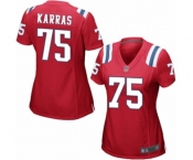 Women's New England Patriots #75 Ted Karras Game Red Alternate Football Jersey