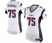 Women's New England Patriots #75 Ted Karras Game White Football Jersey