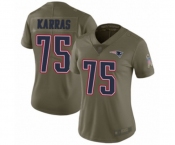Women's New England Patriots #75 Ted Karras Limited Olive 2017 Salute to Service Football Jersey