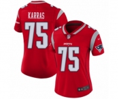 Women's New England Patriots #75 Ted Karras Limited Red Inverted Legend Football Jersey