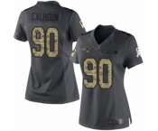 Women's New England Patriots #90 Shilique Calhoun Limited Black 2016 Salute to Service Football Jersey