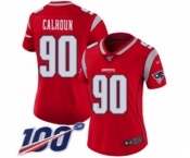 Women's New England Patriots #90 Shilique Calhoun Limited Red Inverted Legend 100th Season Football Jersey