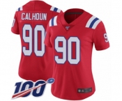 Women's New England Patriots #90 Shilique Calhoun Red Alternate Vapor Untouchable Limited Player 100th Season Football Jersey