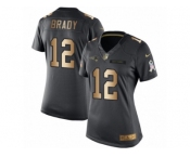 Women's Nike New England Patriots #12 Tom Brady Limited Black Gold Salute to Service NFL Jersey