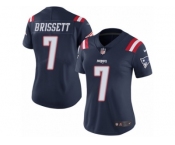 Women's Nike New England Patriots #7 Jacoby Brissett Limited Navy Blue Rush NFL Jersey