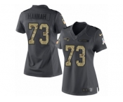 Women's Nike New England Patriots #73 John Hannah Limited Black 2016 Salute to Service NFL Jersey